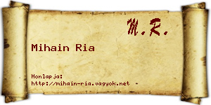 Mihain Ria névjegykártya